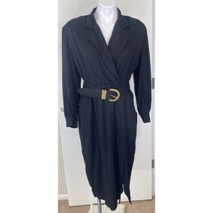 Moda International Black Vintage Long Sleeve Dress